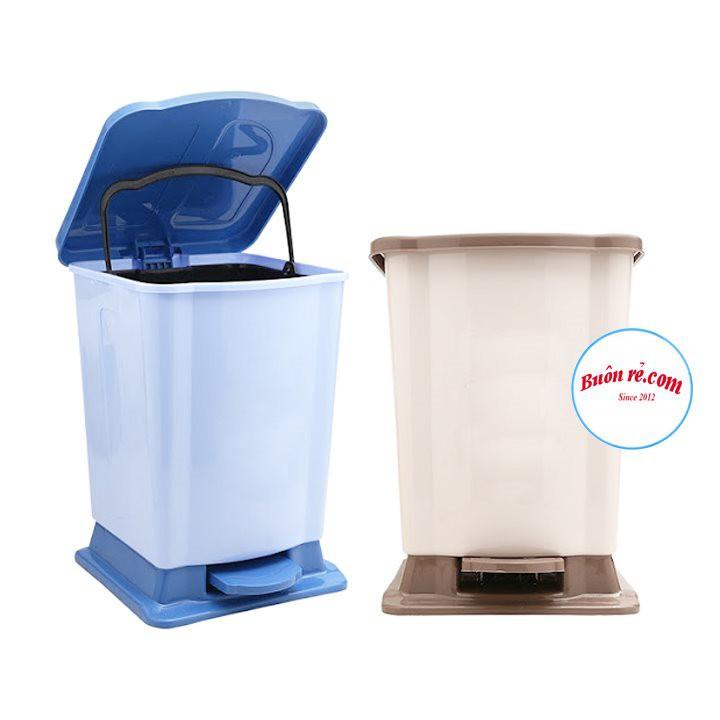 Thùng rác bật nắp Size Trung Nhựa Việt Nhật (MS: 8041) , Thùng đựng rác văn phòng, phòng bếp có nắp đậy -br 01251