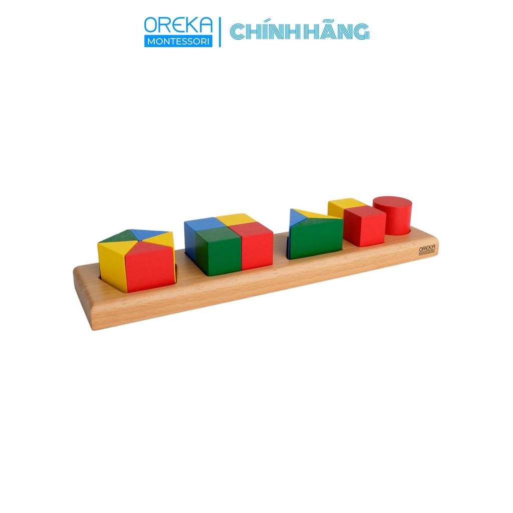 Đồ chơi trẻ em Oreka Montessori Khay ghép 5 hình khối cơ bản - 0390610