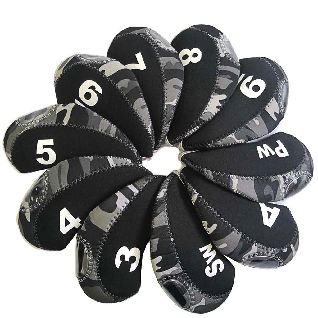 10Pcs/Pack Golf Iron Covers Set 3,4,5,6,7,8,9,S,A, Most Irons Soft