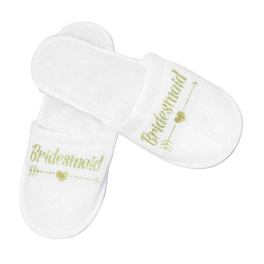 4 Pairs Wedding Party Slippers Gold