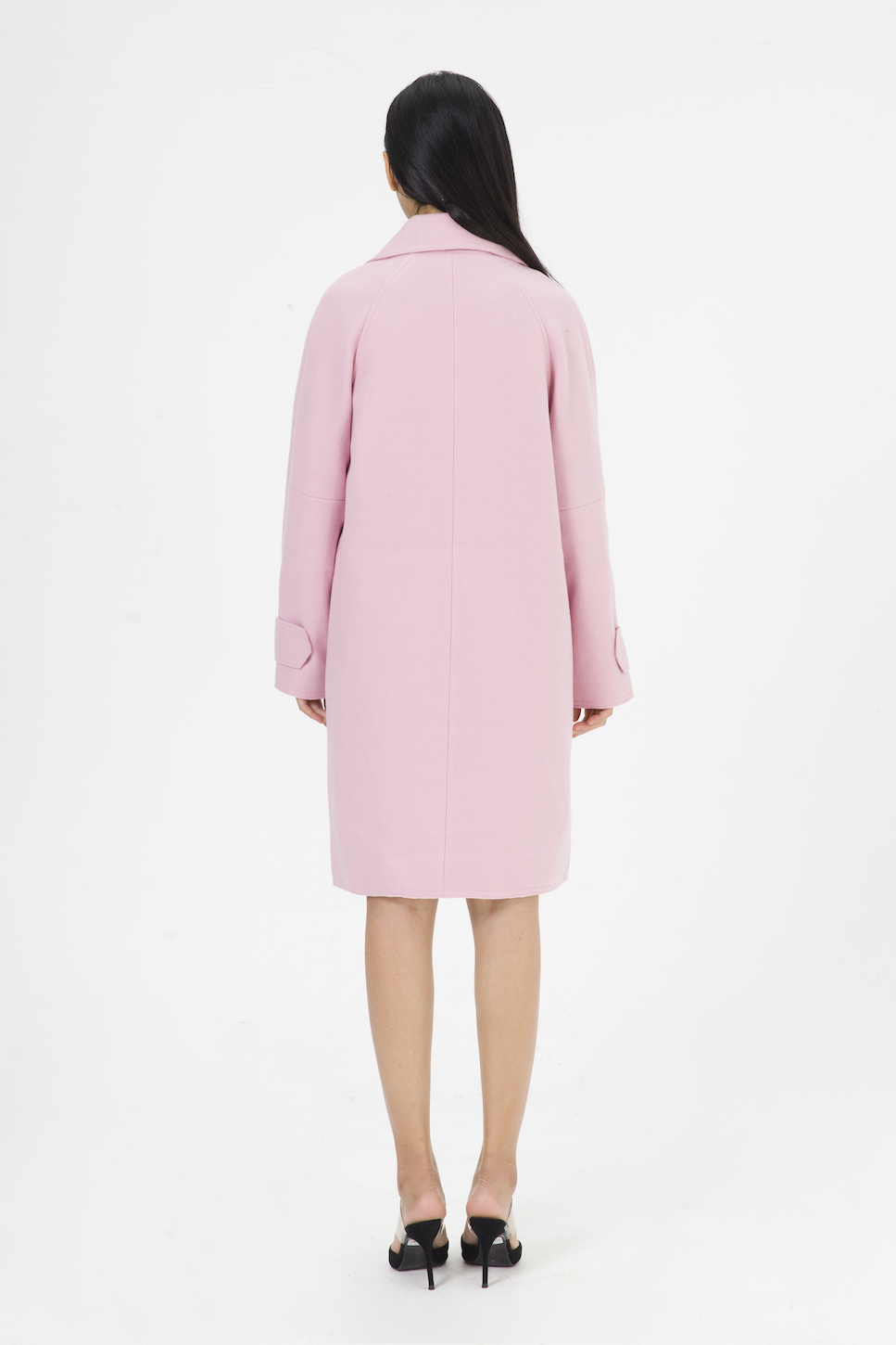 De Leah - Áo Khoác Tweed Dáng Rộng Pha Cổ - Hồng