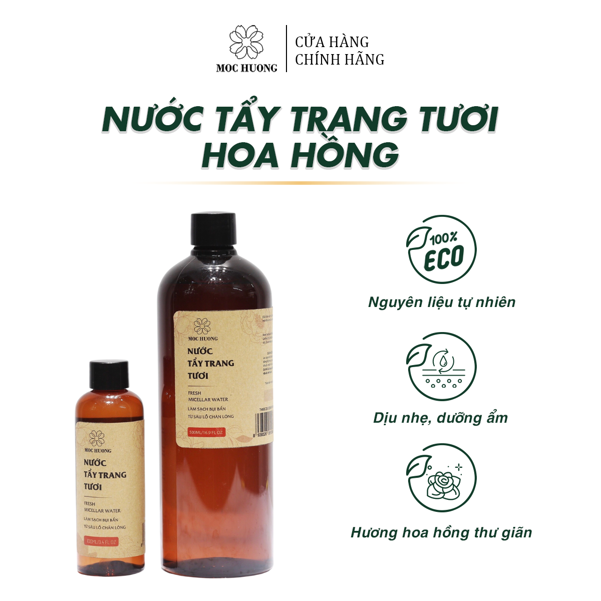 Nước tẩy trang tươi hoa hồng Mộc Hương - Fresh Micellar water