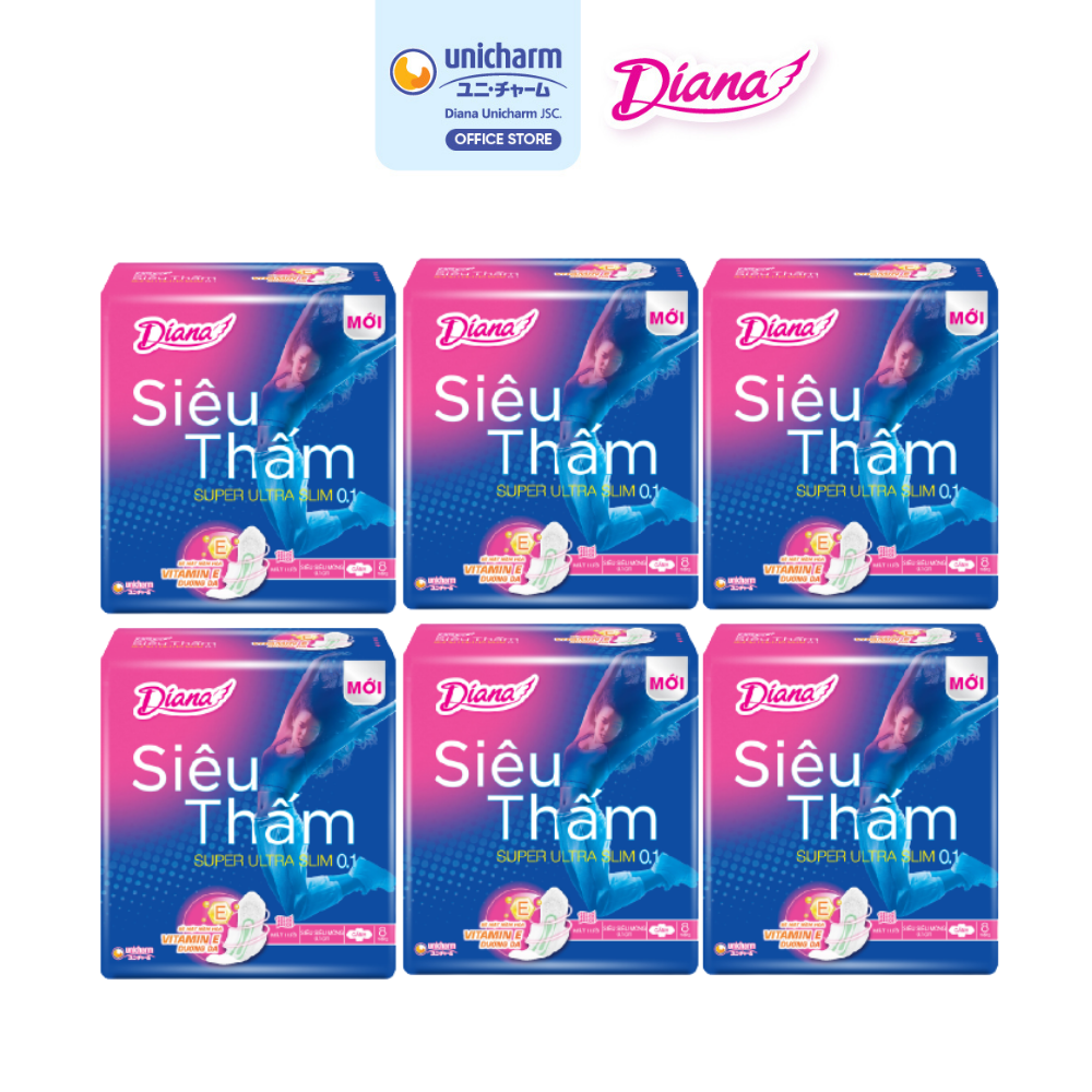 Combo 6 Băng Vệ Sinh Diana Siêu Thấm Siêu Mỏng 0.1