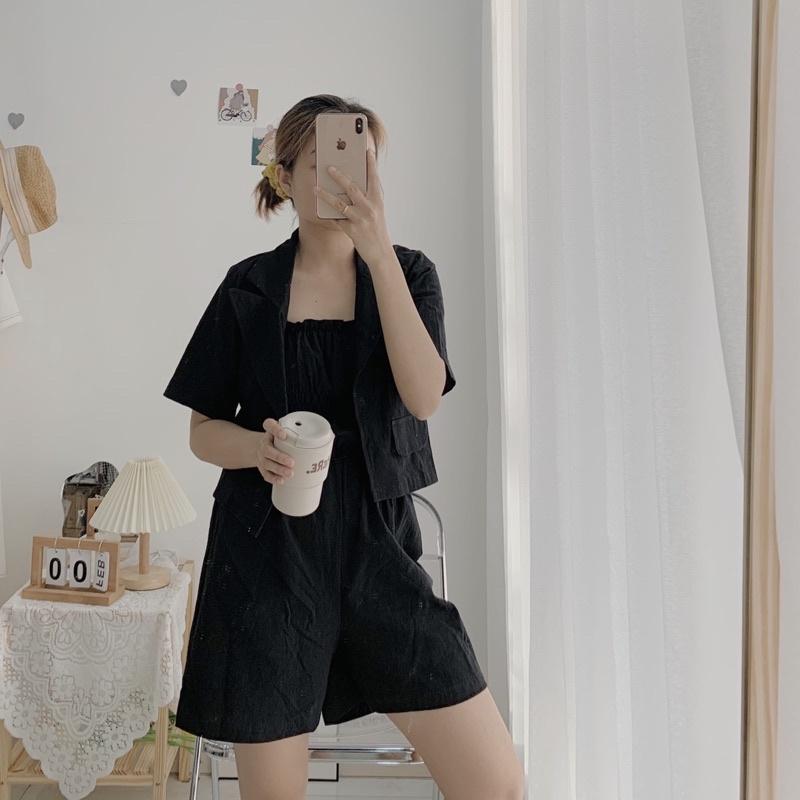 set vest + jumsuit thô đũi ( ảnh tự chụp )