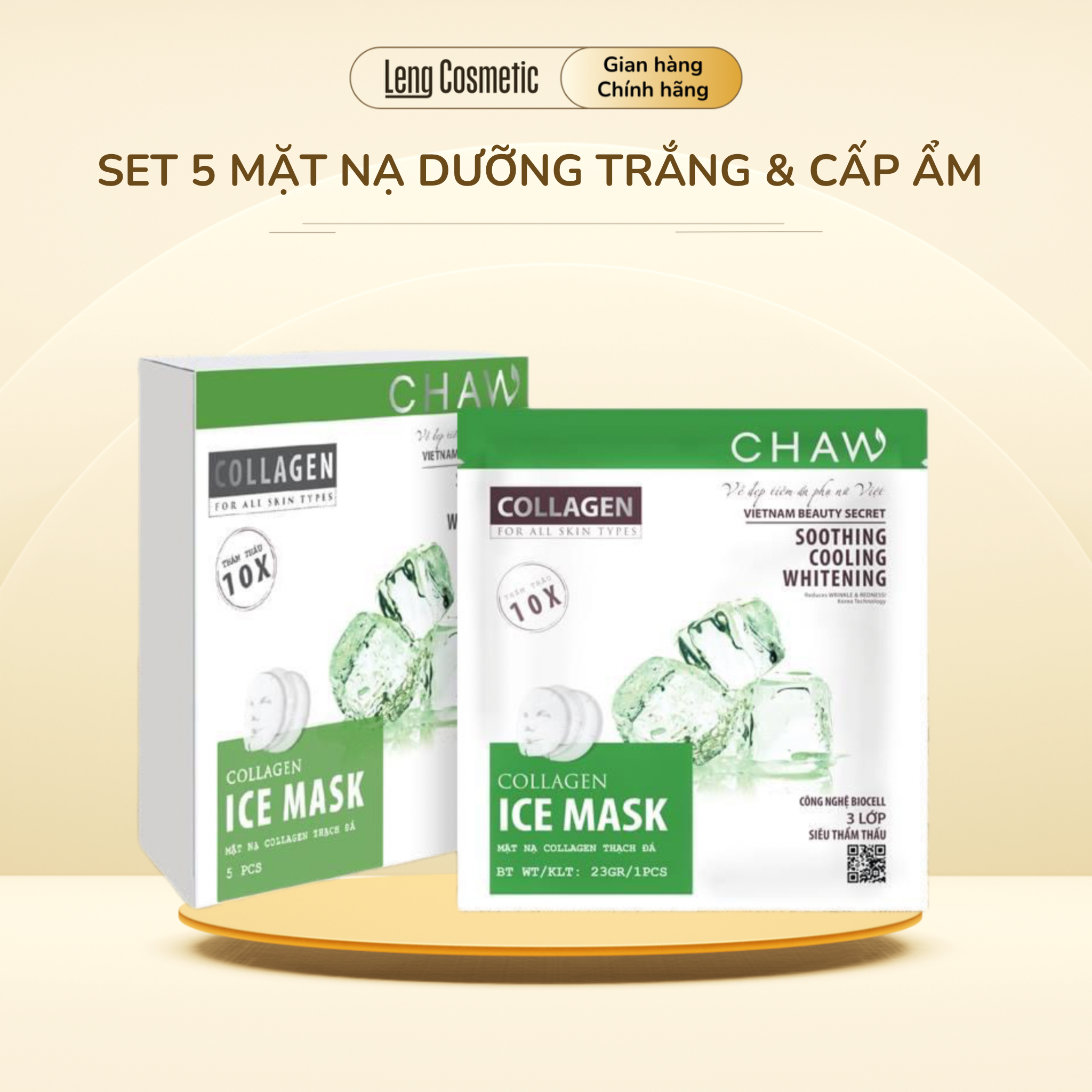 Hộp 5 Mặt nạ Dưỡng trắng &amp; cấp ẩm Natural Whitening Mask 25g x5 gói