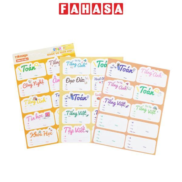 Sticker Nhãn Vở Môn Học - Teenage NV-05 - Cấp 1 (3 Tờ/Xấp)