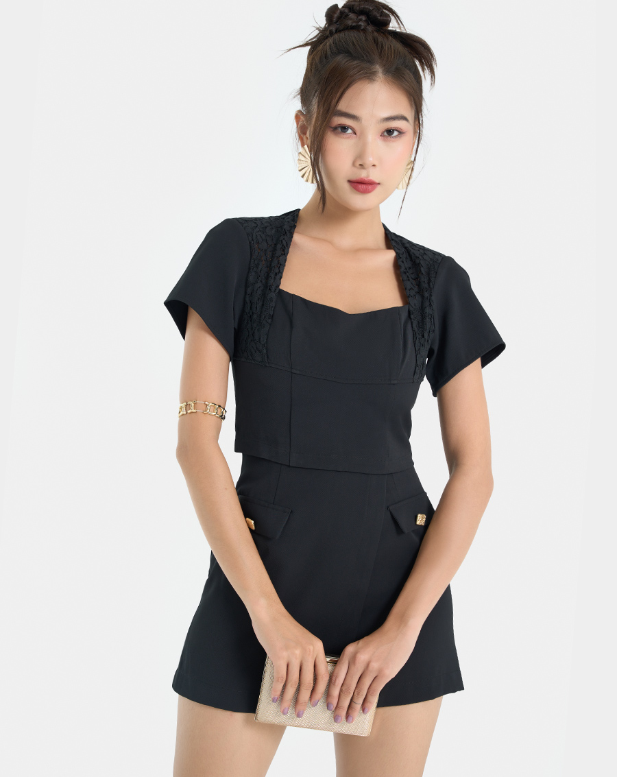 Áo Croptop Nữ Thời Trang JUNO Phối Ren JNAKI021