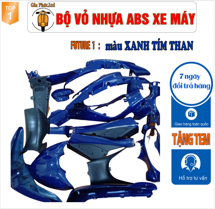 [TẶNG TEM] Bộ nhựa dàn áo màu Xanh Tím Than gắn xe FUTURE 1 - Nhựa ABS nguyên sinh cao cấp-TKB-817-2026