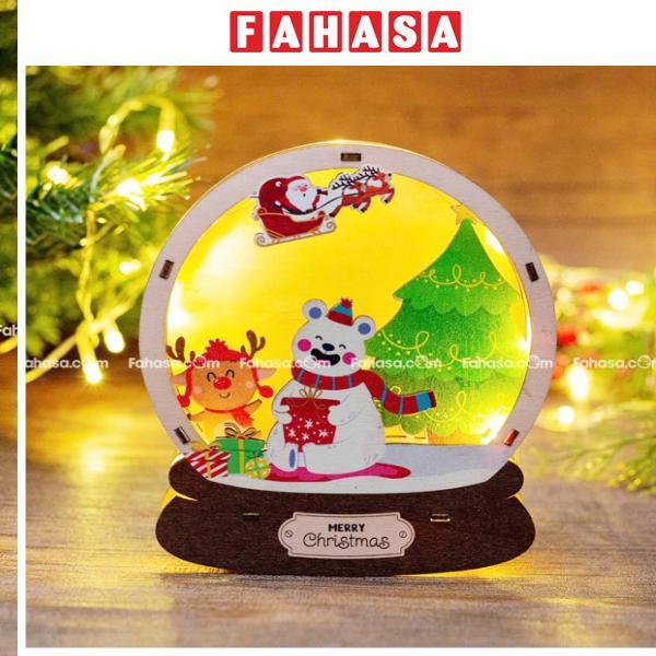 Đèn Gỗ Trang Trí Giáng Sinh - Bách Mộc - Quả Cầu Gấu Trắng