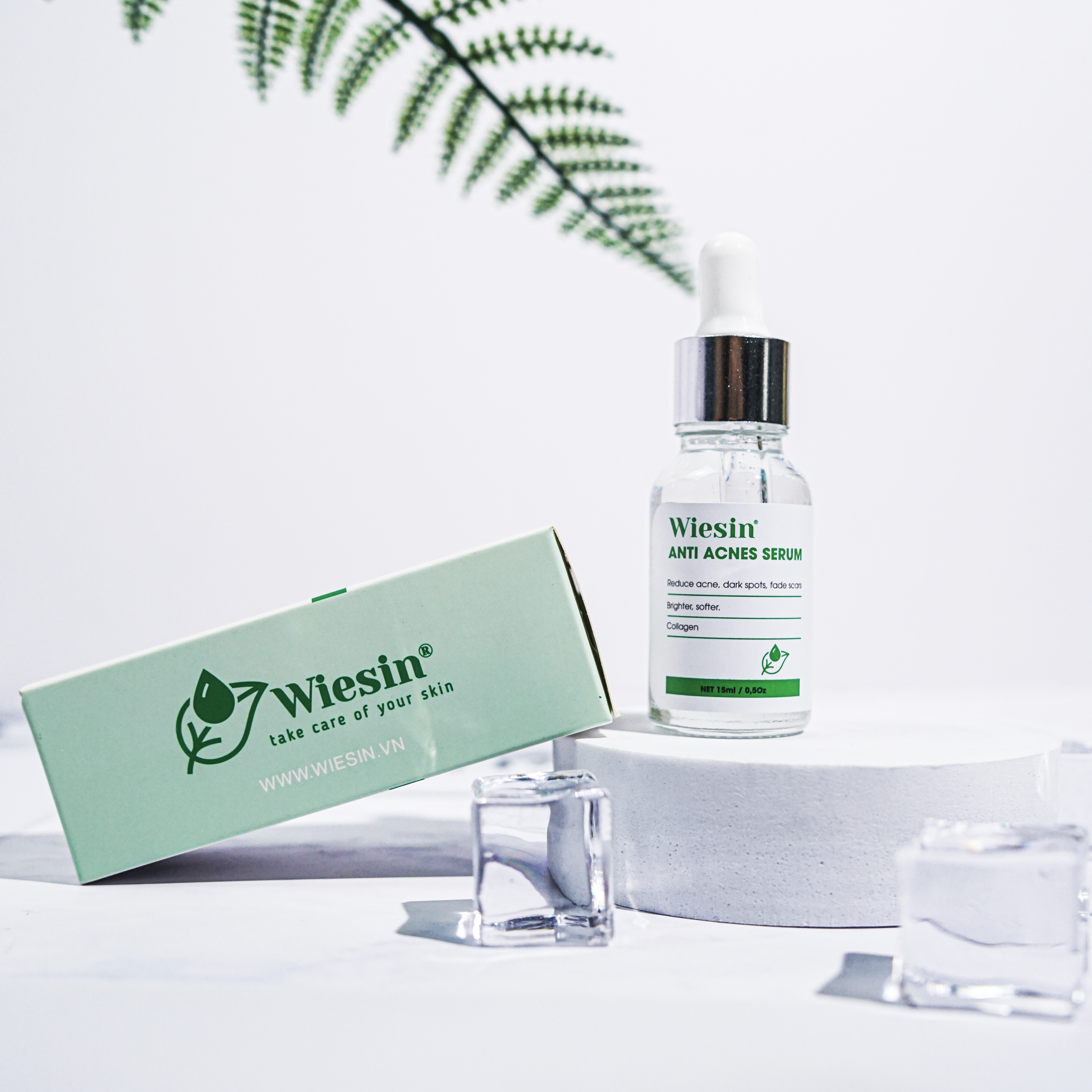 Serum giảm mụn mờ vết thâm, ngăn ngừa mụn ẩn và mụn đầu đen "Collagen Thủy Phân" Wiesin Anti Acnes Serum 15ml  - WS04