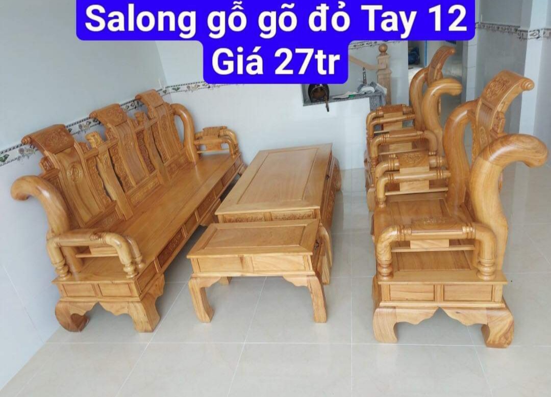 Bộ ghế salon gỗ gõ đỏ mẫu Tần Thủy Hoàng tay 12