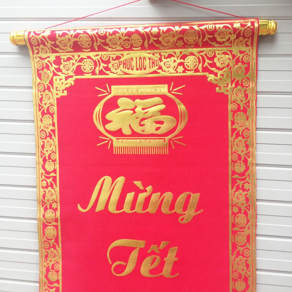Bộ đôi câu đối đỏ chữ vàng dài 1m trang trí Tết