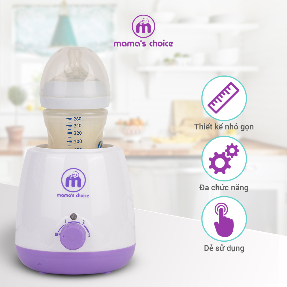 Máy Hâm Sữa Mama’s Choice, Hâm Nóng Sữa Thức Ăn Nhanh và Tiệt Trùng Đồ Dùng Cho Bé, Nhỏ Gọn Dùng Đi Du Lịch, BH 12 Tháng