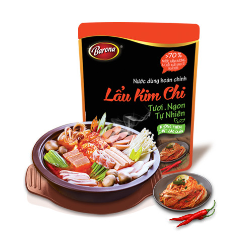 Nước dùng Lẩu Kim Chi Barona 180g tươi ngon chuẩn vị không cần nêm nếm