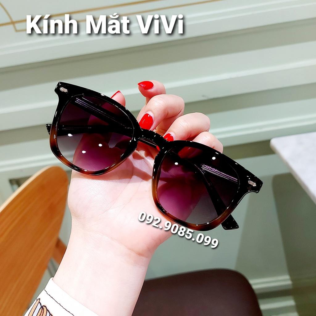 Kính râm nam nữ dáng vuông gọng nhựa cốt kim loại nhẹ nhàng dễ đeo V6172