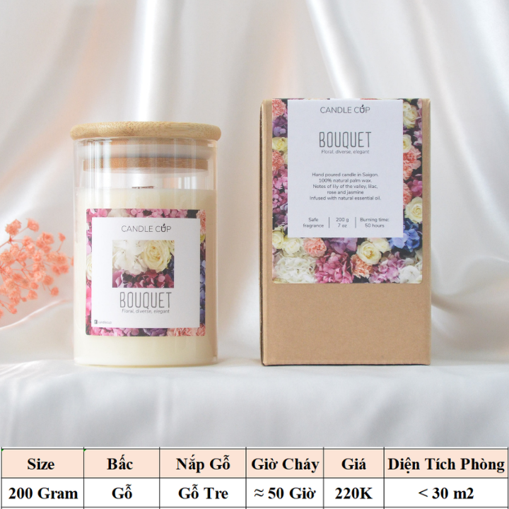 Nến thơm sang trọng tinh tế AGAYA Candle Cup hương hoa loa kèn,tử đinh hương,hoa hồng,hoa nhài - MÙI BOUQUET