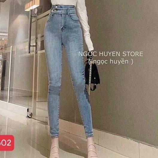 Quần jean nữ lưng cao King168, quần bò nữ cao cấp co dãn QJNU602