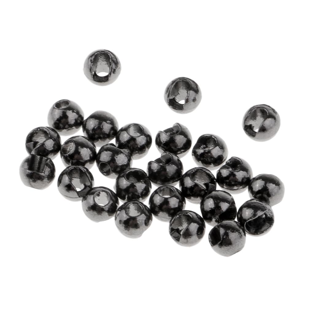 50pcs Tungsten Slotted Fly Tying Beads Nymph Head Eyes Round Ball Beads 2.8mm