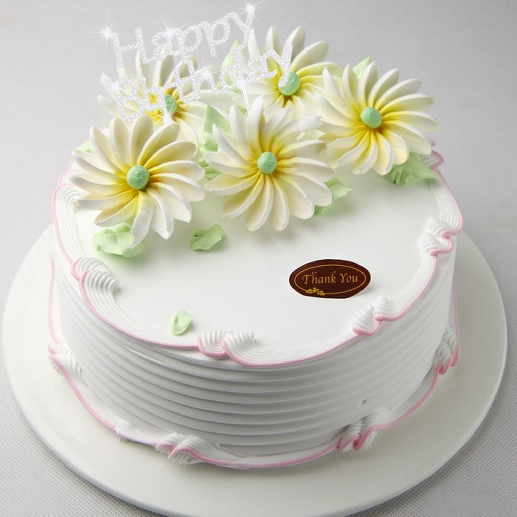 Happy Birthday Letters Double Heart Rhinestone Cake Topper Cake Centerpieces