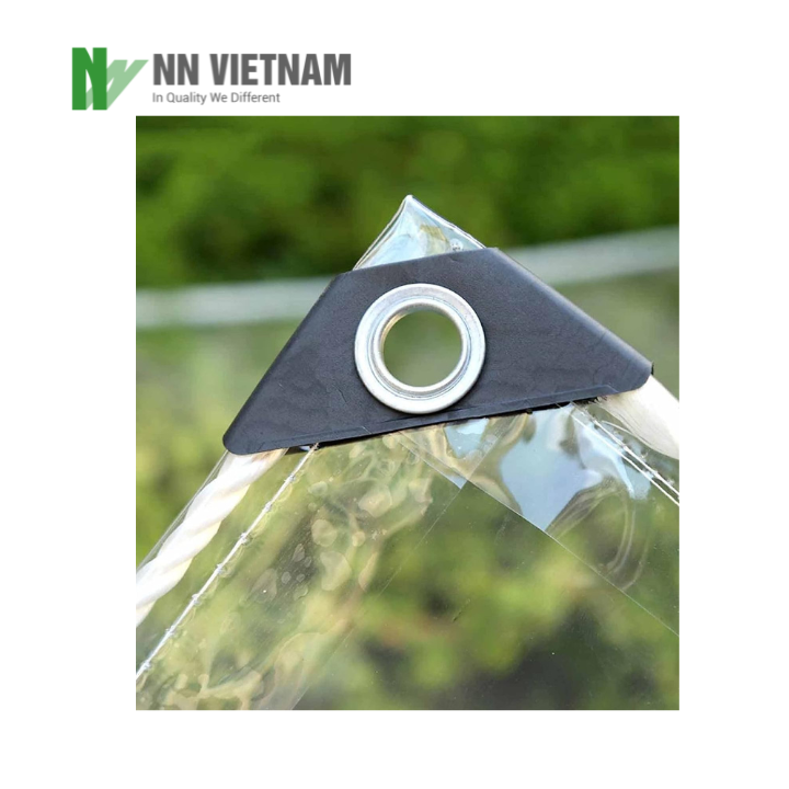 Bạt PVC trong suốt chống thấm nước - Độ dày 0.35mm che mưa lấy sáng ngoài - May viền đóng khuy sẵn - Khổ ngang 2.9m