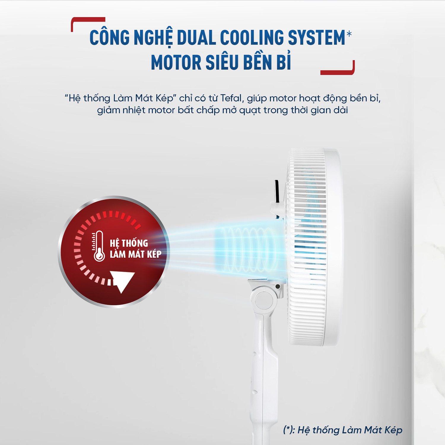 Quạt đứng có điều khiển từ xa Tefal Turbo Silence Plus VH689990 màu trắng cánh xanh - Hàng chính hãng