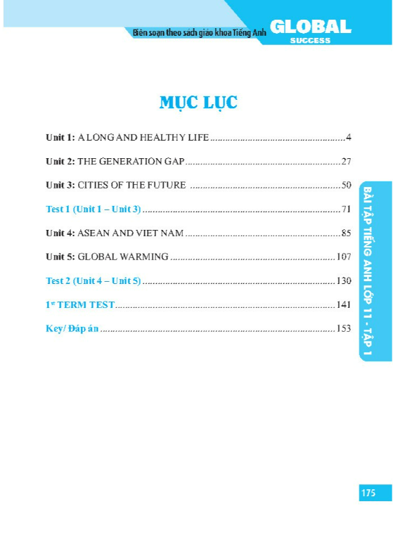 Sách - GLOBAL SUCCESS - Bài tập tiếng anh lớp 11 Tập 1 (có đáp án)