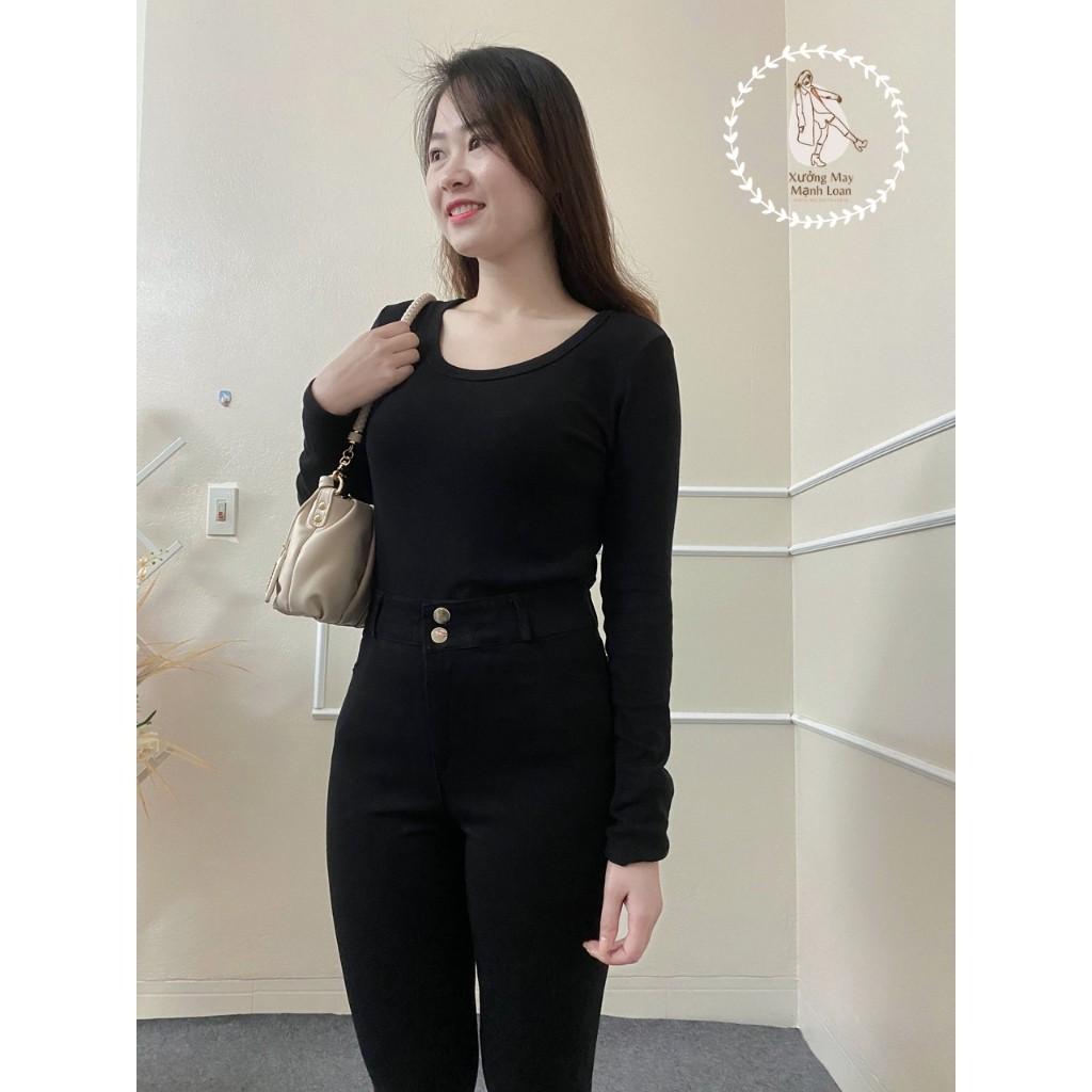 Quần jean nữ ️SALE SẬP SÀN️ Quần bò giấy skinny cạp cao 2 cúc ôm sát tạo hiệu ứng chân dài miên man, vải co giãn tốt