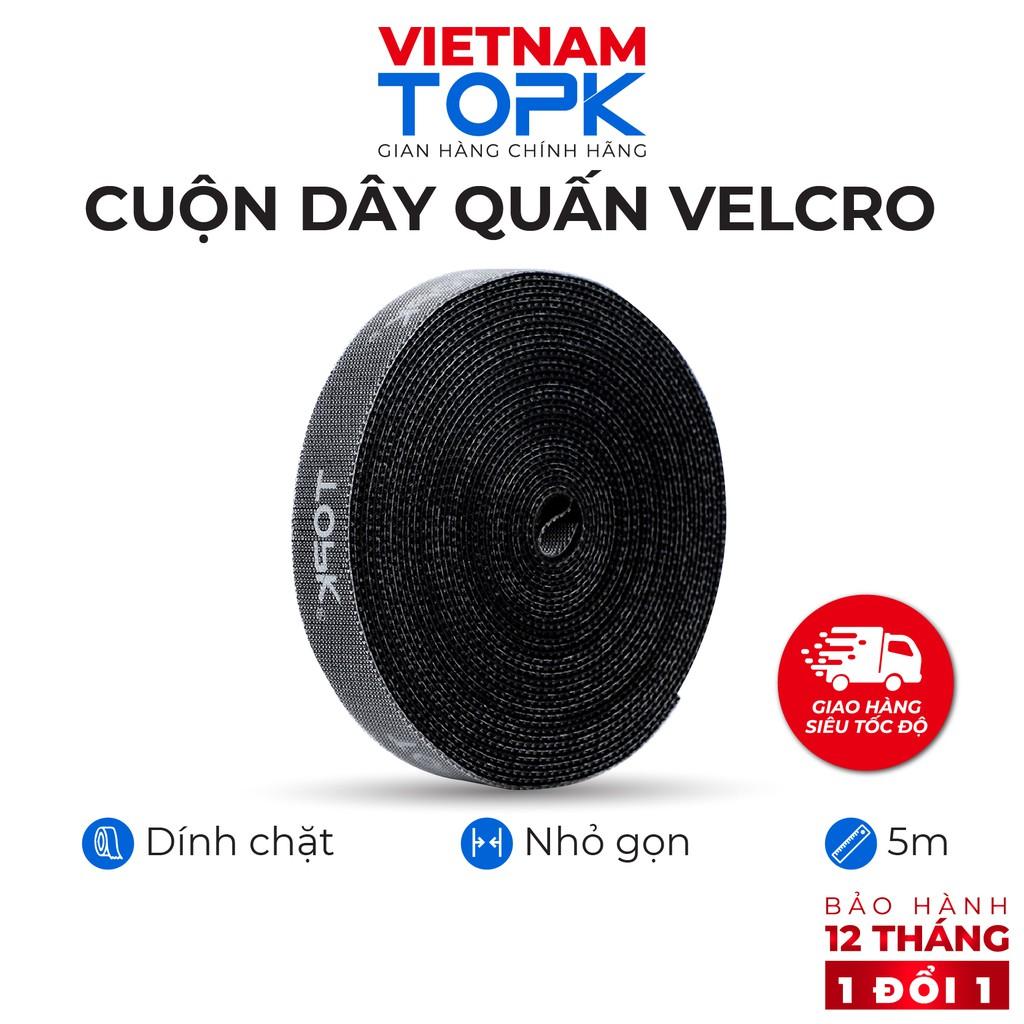 Cuộn dây quấn velcro TOPK J01 cố định cáp chống rối tiện lợi - Hàng chính hãng