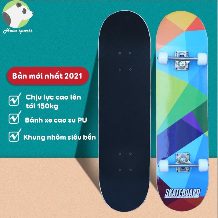 Ván trượt thể thao mặt nhám in hình skateboard dành cho người lớn trẻ em gỗ phong ép 80cm