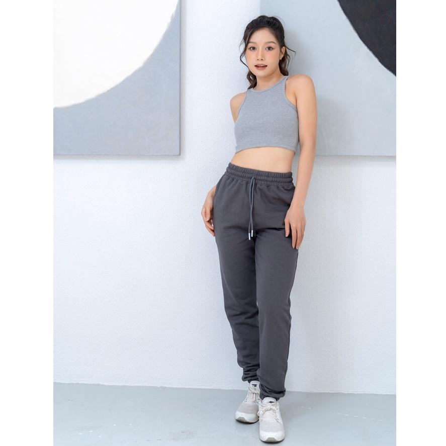 Quần jogger thể thao nữ Sporty - Lưng thun co giãn, hack dáng, phong cách thể thao, cạp chun cotton GINE STORE - VỚ TRẮNG