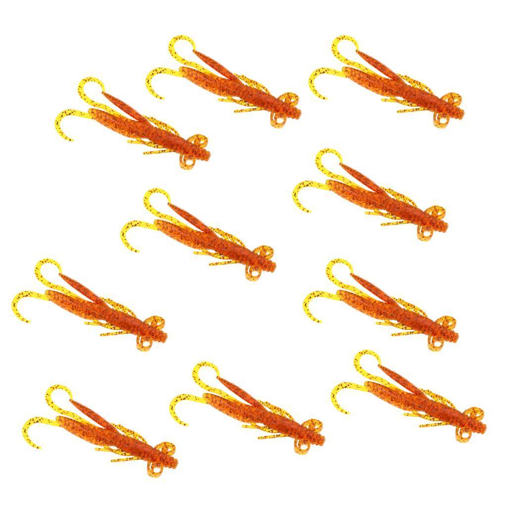 10Pcs Rubber Soft Lures Worm Shrimp Fishing Bass Trout Shad Baits Swim Bait