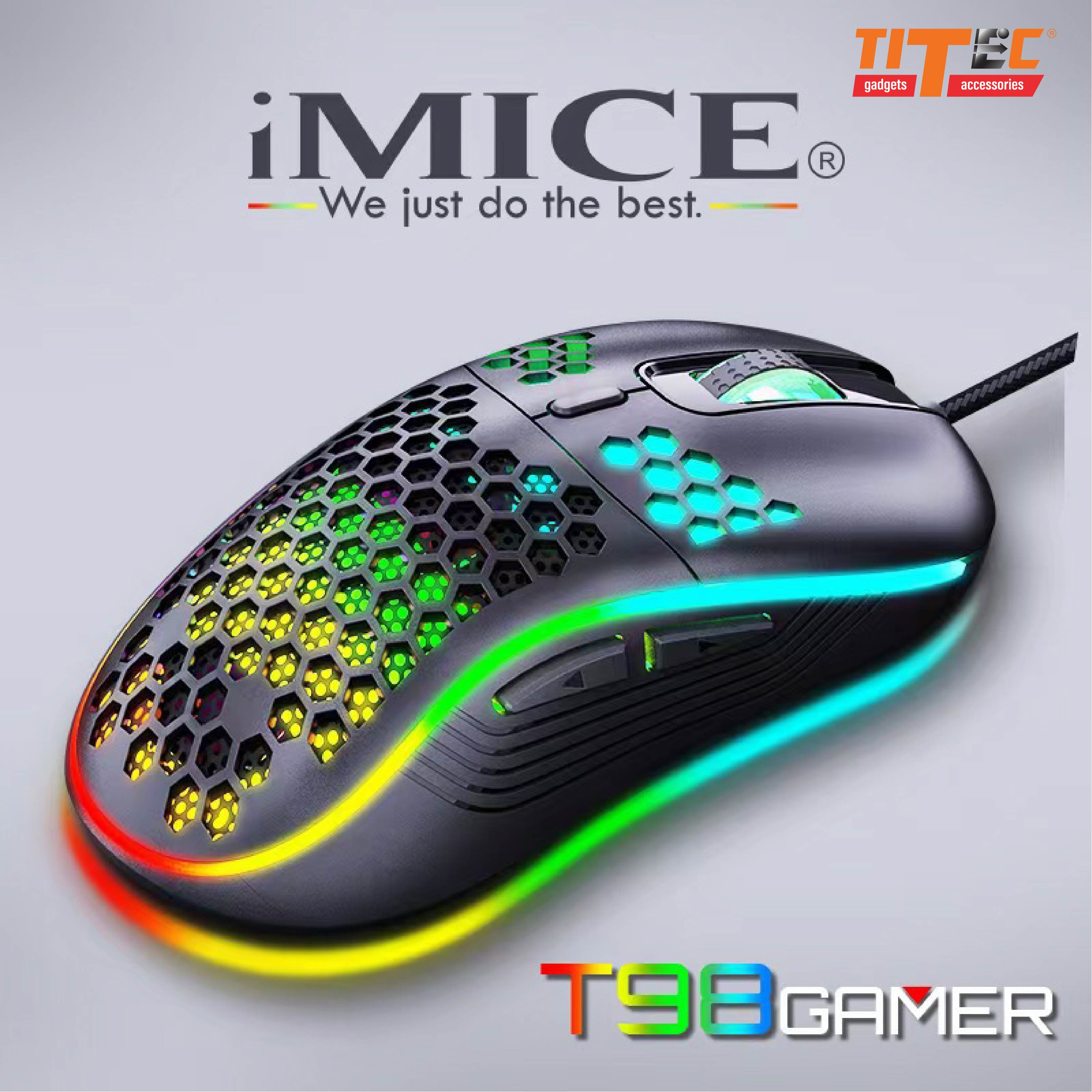 Chuột chơi game IMICE T98 kết nối USB dây dù 1m độ phân giải 1200/1600/2400/3600/7200DPI - hàng chính hãng