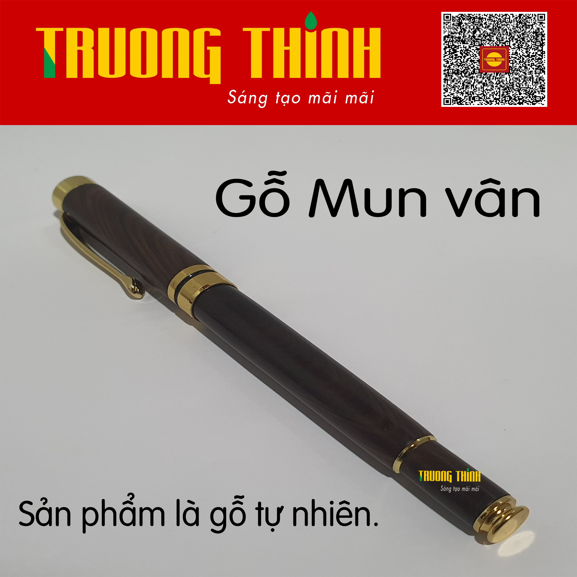 Bút Ký Gỗ Mun Vân Cao Cấp Sang Trọng Bền Đẹp Trường Thịnh Chính Hãng Đẳng Cấp Doanh Nhân. Loại Rút 14.5 cm