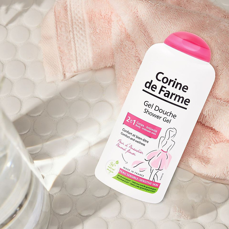 Sữa tắm Corine de Farme Intimate Gel Douche Shower Gel 2 in 1 250ml dùng cho body và vùng nhạy cảm