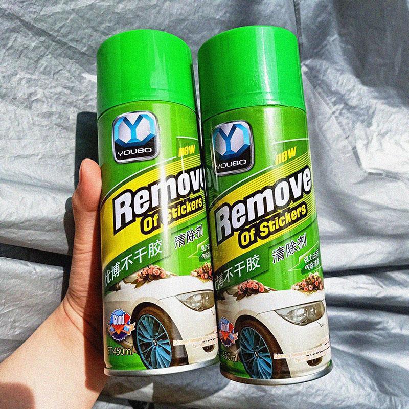 Chai Xịt Tẩy Keo Băng Dính Remove Of Stickers 450ml, tẩy vết băng dính, nhựa đường, tẩy đa năng đồ nội thất ô tô