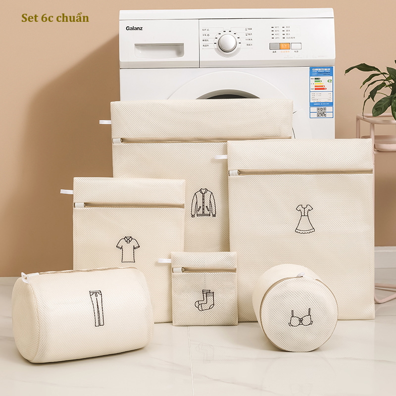 Combo 6 túi giặt TG1 siêu dày 3 lớp cao cấp bảo vệ quần áo dùng cho máy giặt siêu bền tiện dụng chính hãng