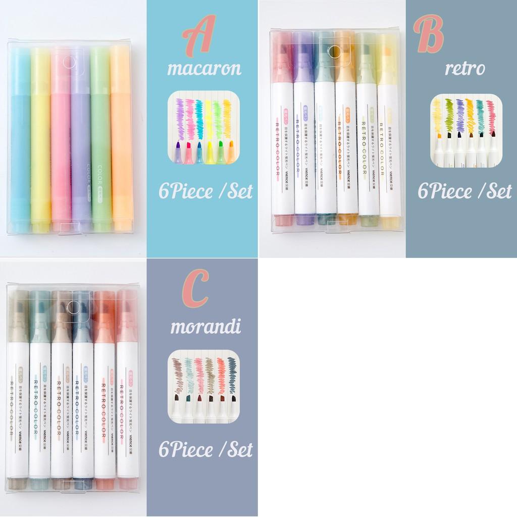 Set 6 Bút highlight pastel dạ quang ghi nhớ dòng cute đánh dấu nhiều màu TMBOOKS