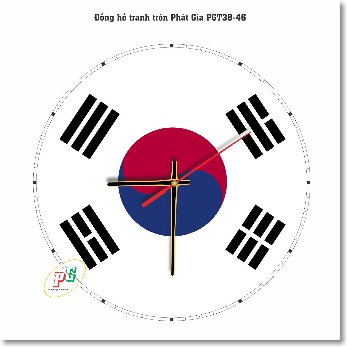 Đồng hồ treo tường, đồng hồ tranh treo tường, đồng hồ dạng tròn, đồng hồ độc lạ, đồng hồ treo phòng khách, phòng ngủ, nhà bếp, đồng hồ tranh quà tặng Phát Gia PGT38-46