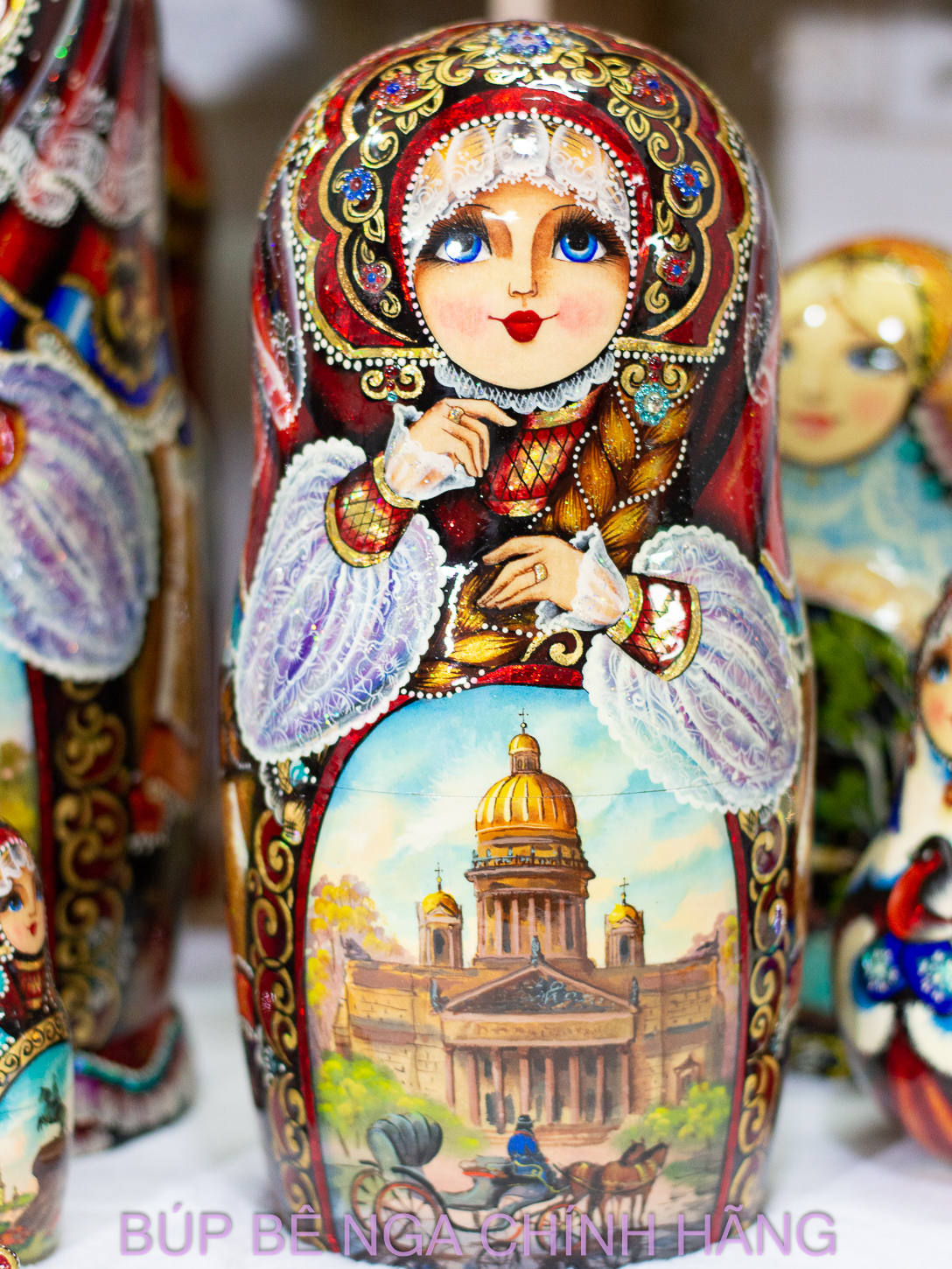 BỘ BÚP BÊ NGA MATRYOSHKA CAO CẤP CỠ LỚN 15 LỚP 35CM HOA VĂN "PHONG CẢNH SAINT PETERSBURG" CỰC ĐẸP VÀ SANG TRỌNG