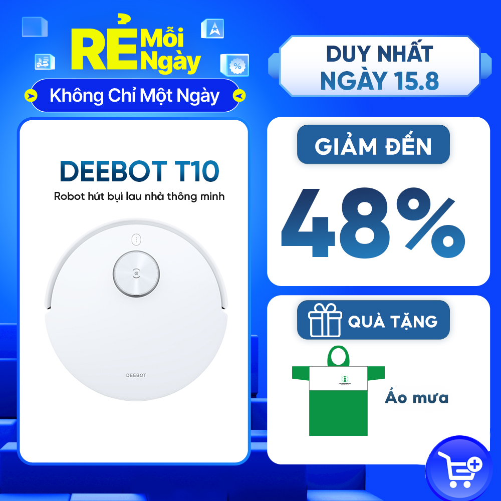 Robot hút bụi lau nhà Ecovacs Deebot T10_Lực hút 3000 Pa _Hàng chính hãng_Bản Quốc tế_Bảo hành 24 tháng