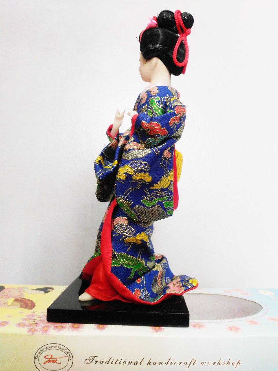 Búp bê Geisha truyền thống Kích thước cao 25 cm (váy xanh)