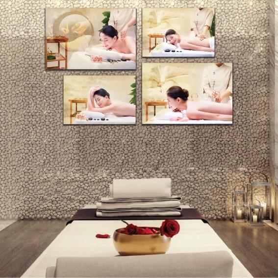 Tranh dán tường tiệm spa, tiệm xông hơi, massage sauna
