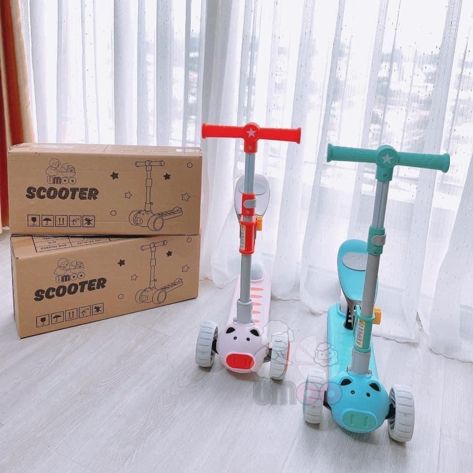 Xe trượt chòi chân Scooter Umoo cho bé 1-5 tuổi nâng hạ độ cao, bánh xe có đèn phát sáng