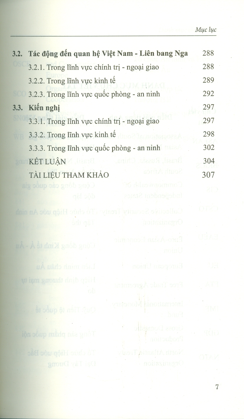 Điều Chỉnh Một Số Chính Sách Của Liên Bang Nga Từ Xung Đột Nga - Ukraine Và Tác Động Đến Quan Hệ Việt Nam - Liên Bang Nga (Sách Chuyên Khảo)