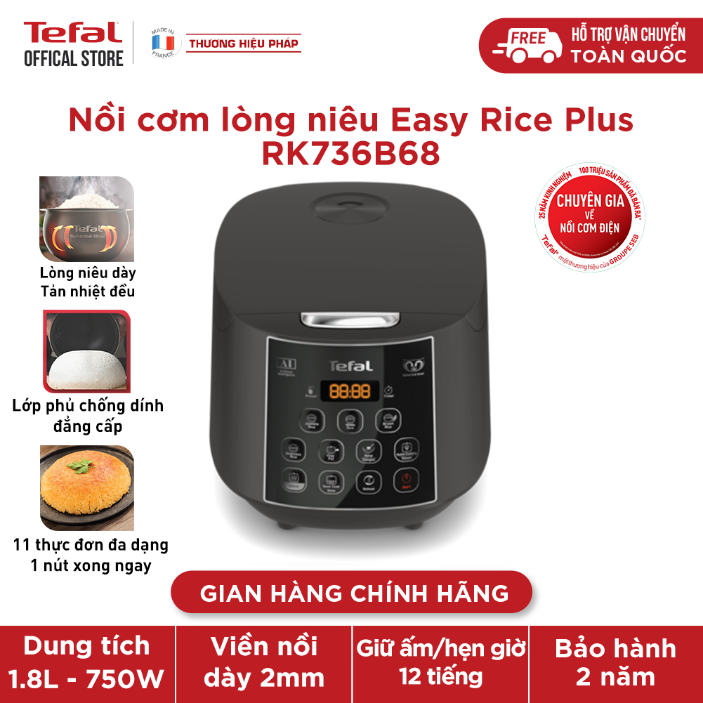 Nồi cơm điện tử Tefal - 1.8L - Thương hiệu Pháp - RK736B68- Hàng chính hãng