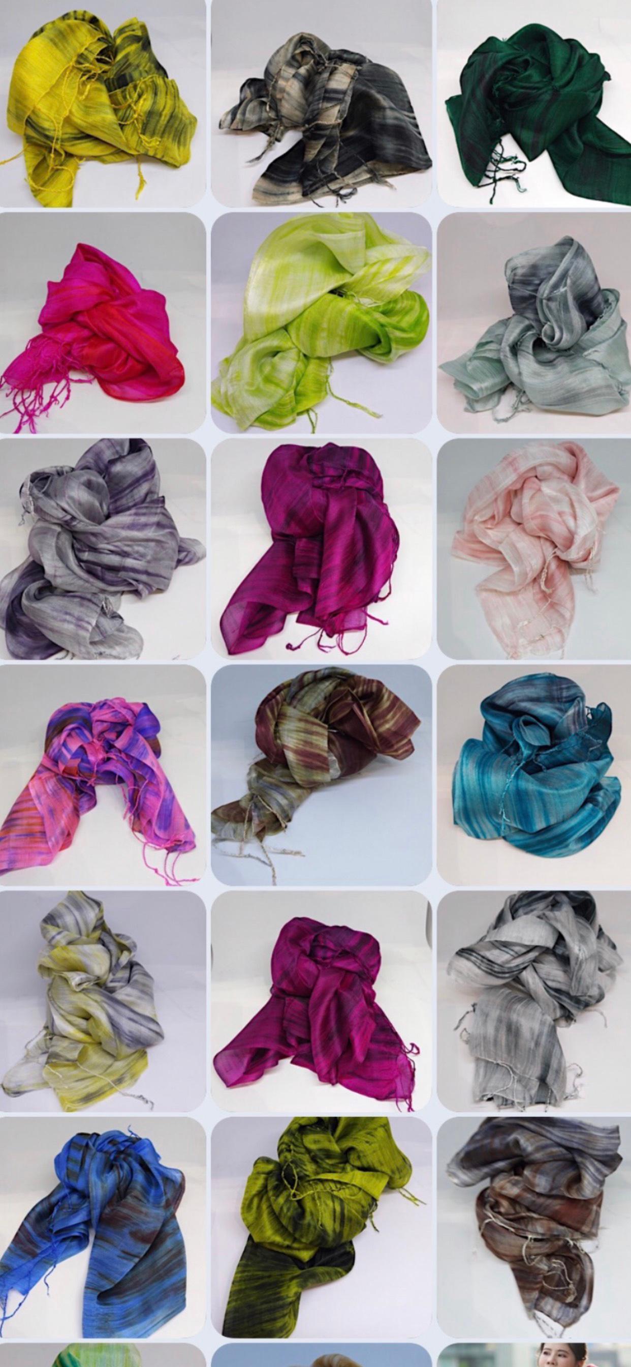 Khăn quàng cổ 100% lụa tơ tằm trơn màu xanh, khăn handmade cao cấp
