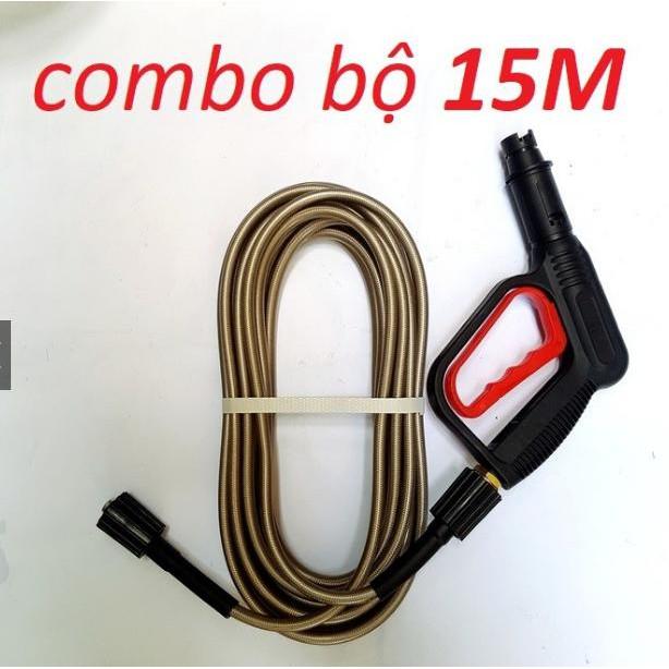 Bộ 15M dây rửa xe và súng xịt - súng rửa xe áp lực cao ren 22mm