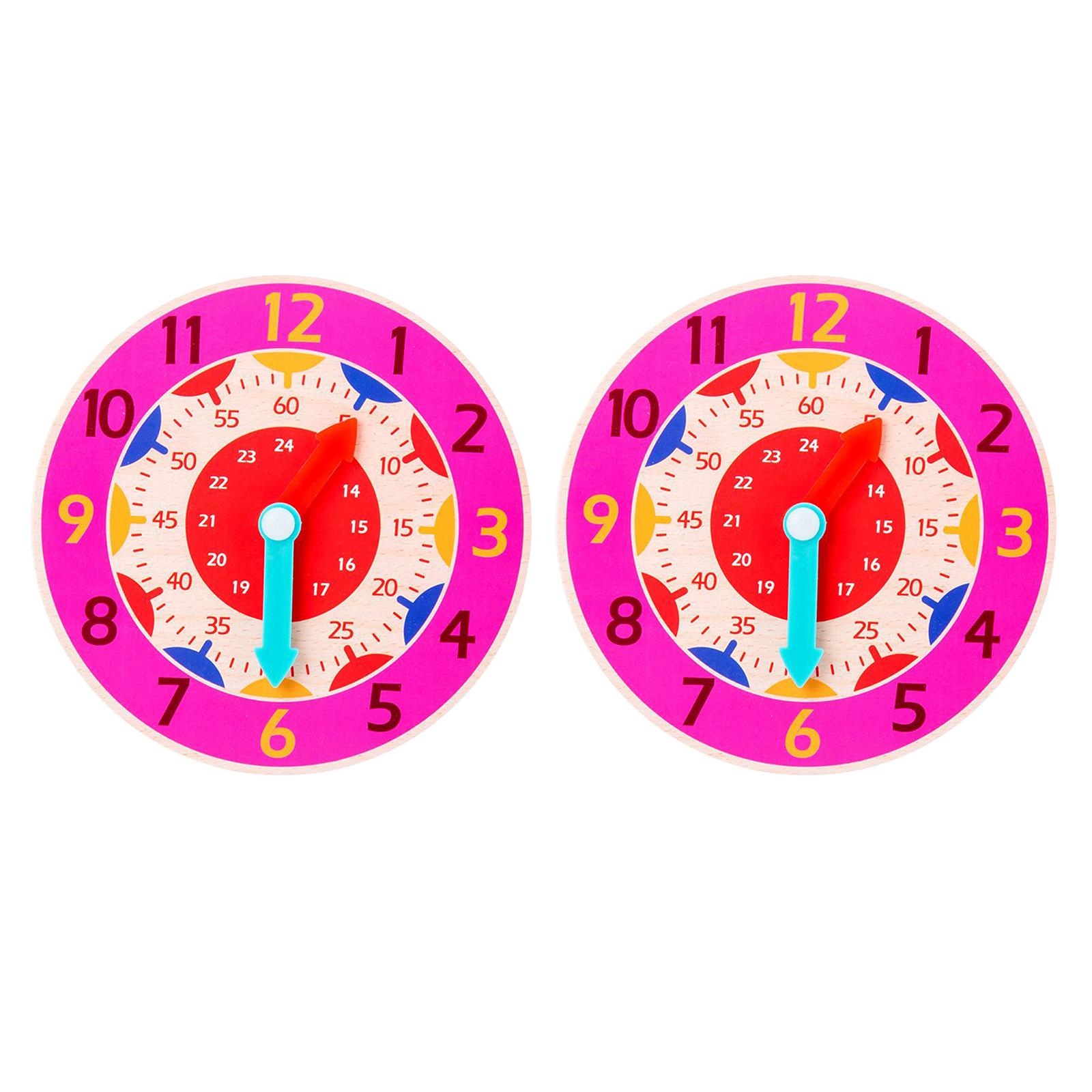 2 Piece Montessori Wooden Clock Toy Teaching Aids Toys for Kids Preschool