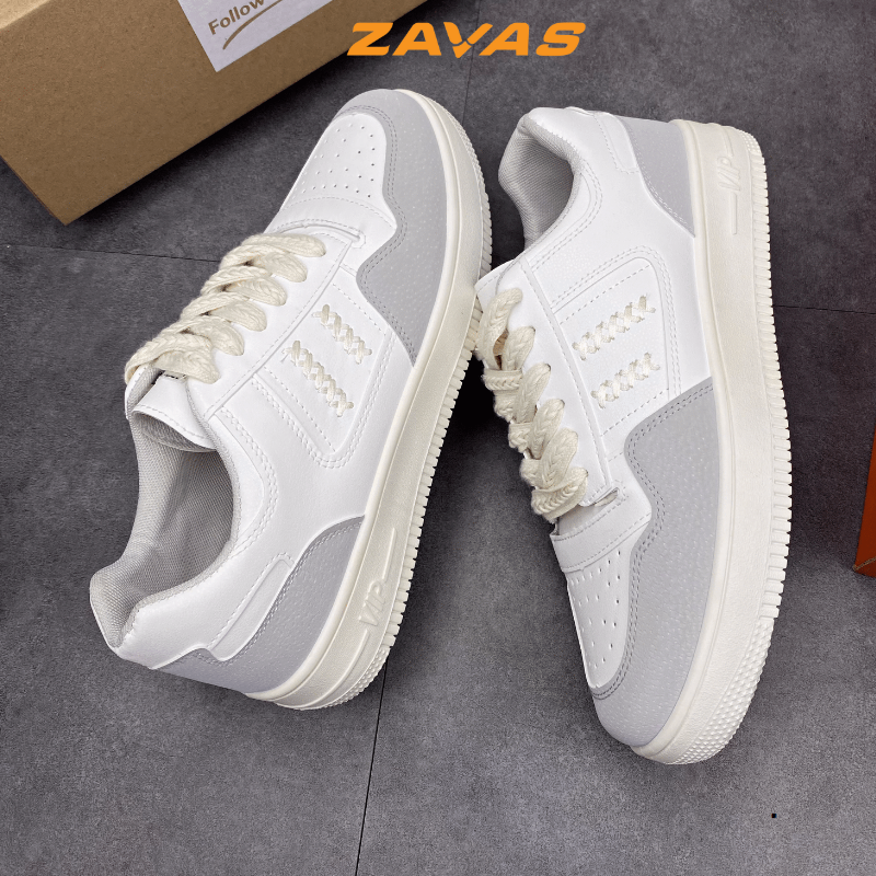 Giày thể thao nam sneaker ZAVAS chính hãng màu trắng đế cao su may êm nhẹ S421