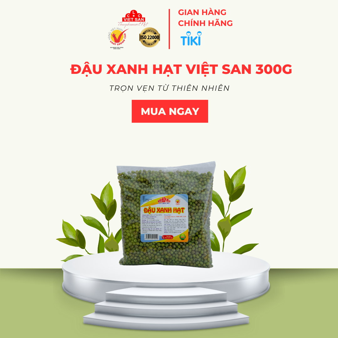 Đậu Xanh Hạt Nguyên Vỏ Loại 1 Việt San (Gói 300g)